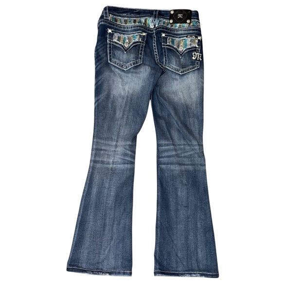 Miss Me Easy Boot Jeans Size 29 Rhinestone Pocket Bootcut Denim - Picture 3 of 7